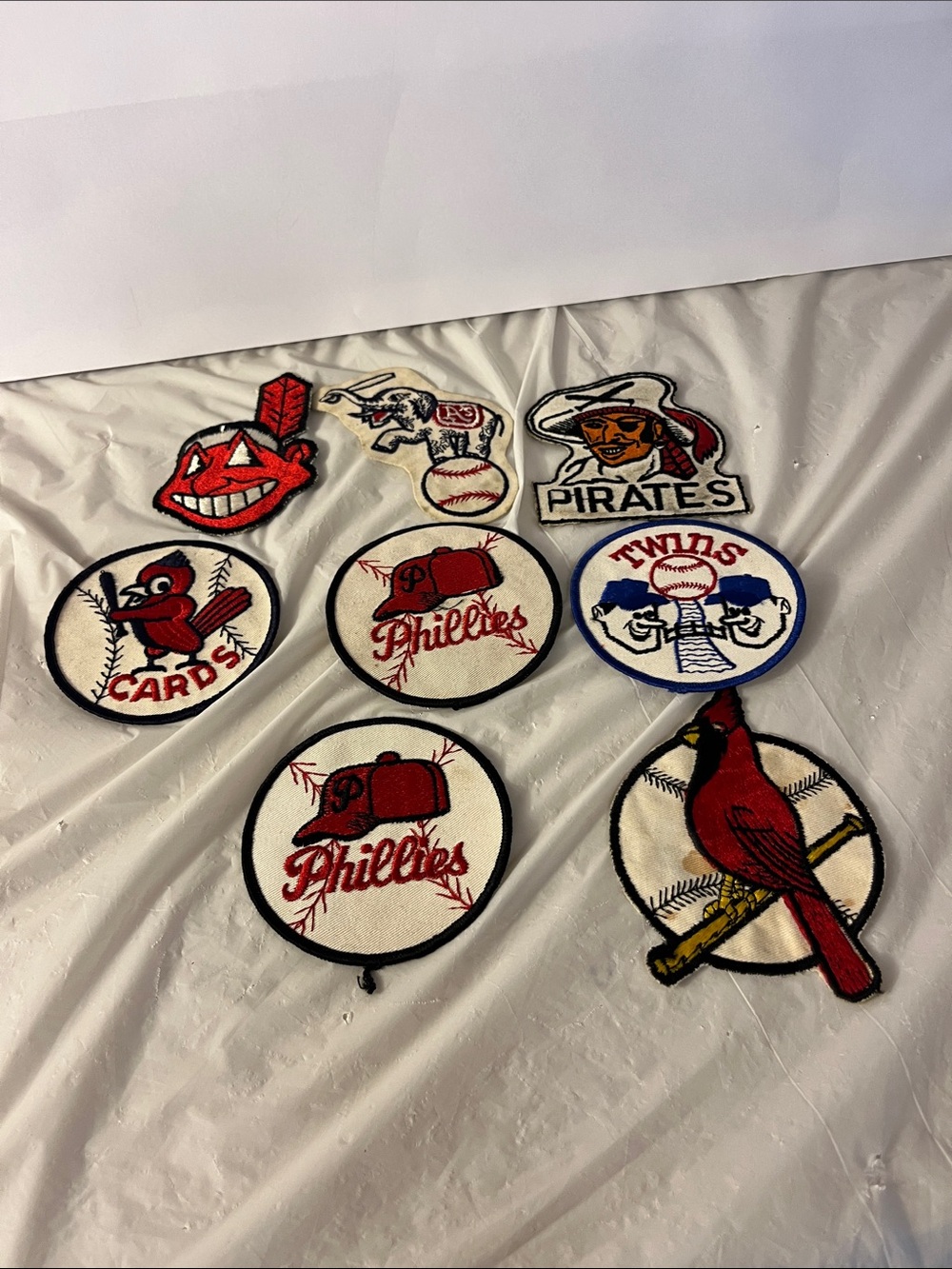 Vintage MLB Team Patch Collection - Cardinals, Phillies, Pirates, Twins, Indians